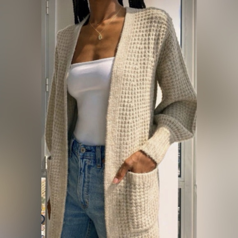 Abercrombie & Fitch Textured Cream Cardigan